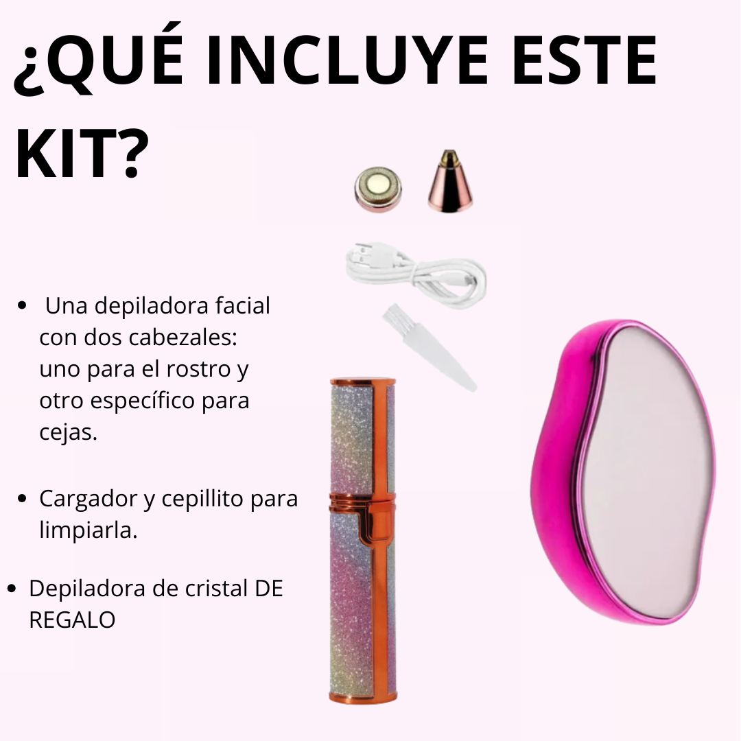 DEPILADORA FACIAL Y CEJAS 2 EN 1 + DEPILADORA CORPORAL DE REGALO