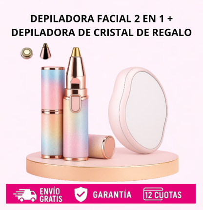 DEPILADORA FACIAL Y CEJAS 2 EN 1 + DEPILADORA CORPORAL DE REGALO